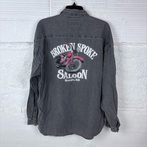 ARROW SPORTSWEAR broken spoke salon Sturges South Dakota grey motorcycle shirt